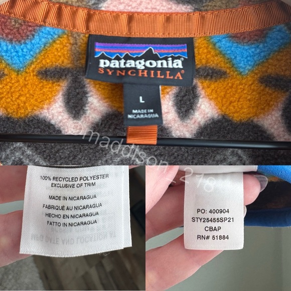 Patagonia Synchilla Snap-T Fleece Large Companions Big Anthos Pink Brown L - Picture 7 of 8